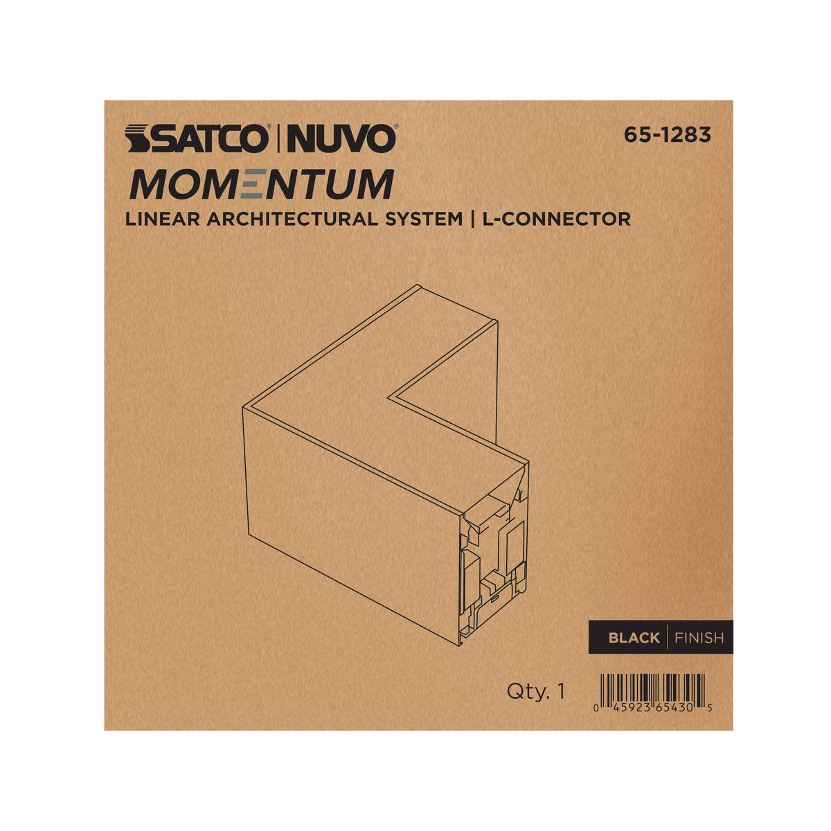 Nuvo 65-1283 Momentum, L-Connector for LED Linear System, Black Finish