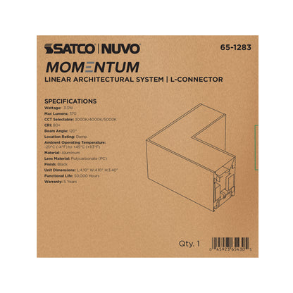 Nuvo 65-1283 Momentum, L-Connector for LED Linear System, Black Finish