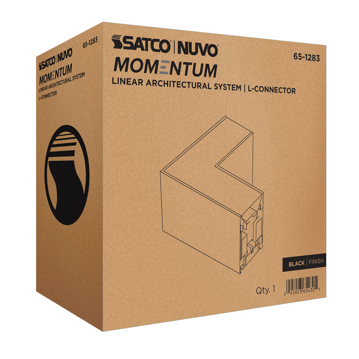 Nuvo 65-1283 Momentum, L-Connector for LED Linear System, Black Finish