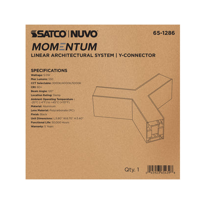 Nuvo 65-1286 Momentum, Y-Connector for LED Linear System, Black Finish
