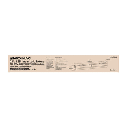 Nuvo 65-700R1 2 Foot LED Linear Strip Light, Field Selectable, White Finish