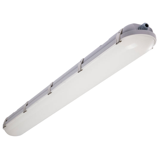 Nuvo 65-839 40/50/60 Watt LED 4 Foot Linear Vapor Proof Fixture, Emergency Battery, Integrated Microwave Sensor
