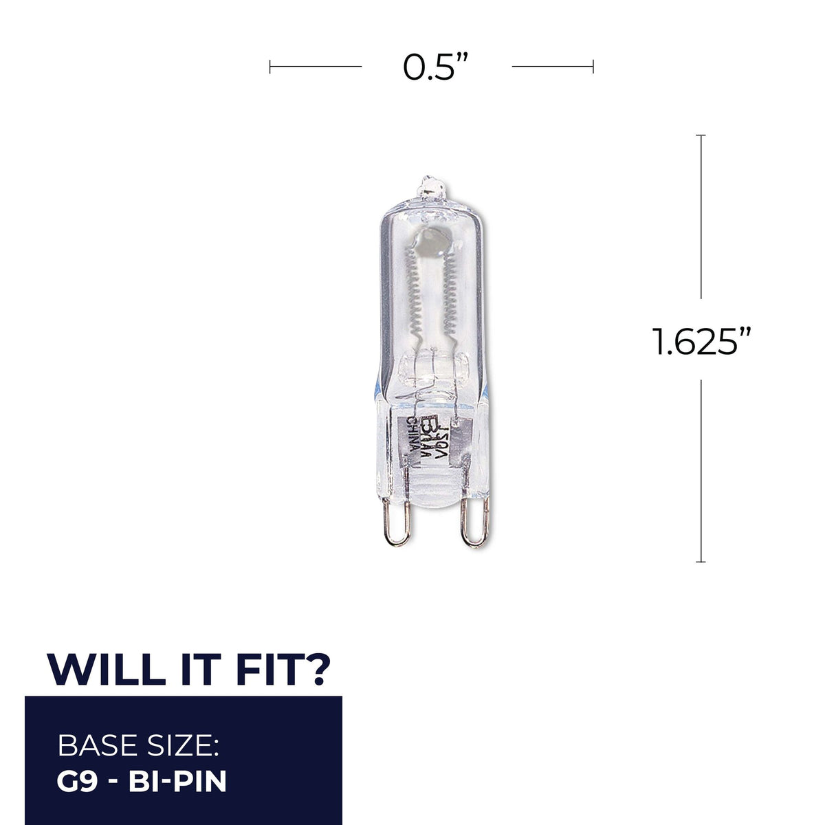 Bulbrite 654050 Bulbrite Incandescent 50 Watt T4 Light Bulbs with a Clear Finish and Bi-Pin (G9) Base, 2900K (Soft White Light)