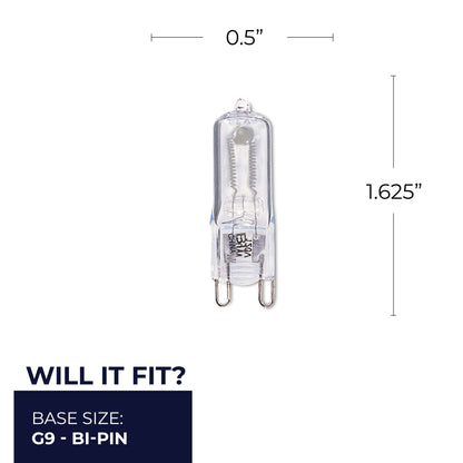 Bulbrite 654050 Bulbrite Incandescent 50 Watt T4 Light Bulbs with a Clear Finish and Bi-Pin (G9) Base, 2900K (Soft White Light)