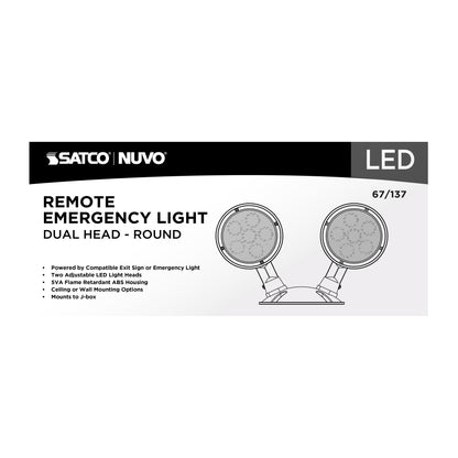 Nuvo 67-137 Remote Emergency Light, Low-Voltage Backup, Double Head, White Finish, Wet Location Rated
