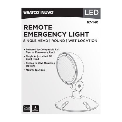 Nuvo 67-140 Remote Emergency Light, Weatherproof Low Power Single Head, 3-12V 0.75W