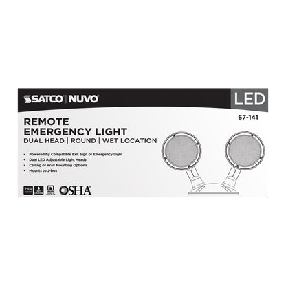 Nuvo 67-141 Remote Emergency Light, Weatherproof Low Power Dual Head, 3-12V 1.5W