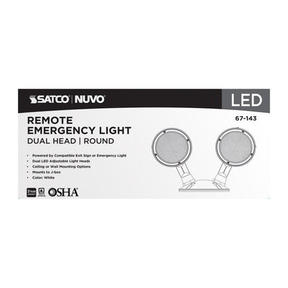 Nuvo 67-143 Remote Emergency Light, 1.5 Watt, Weatherproof Low Power Dual Head