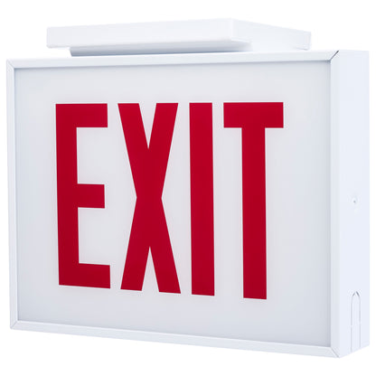 Nuvo 67-302 Exit Sign, Chicago Approved, White Housing