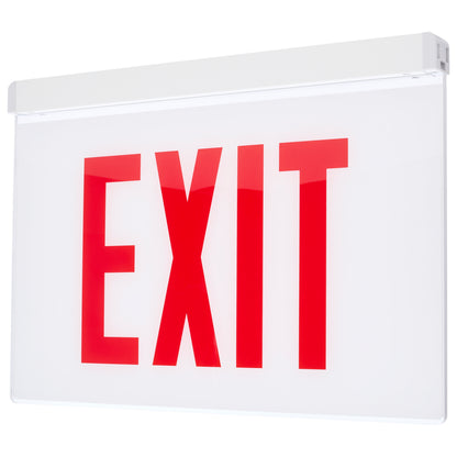 Nuvo 67-350 Edge Lit Exit Sign, Chicago Approved, White Housing