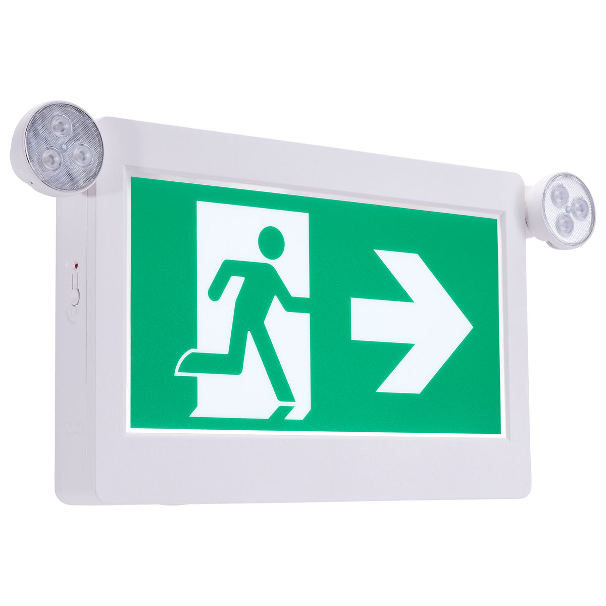 Nuvo 67-512 Running Man Green Combo Exit Sign/Emergency Light, 120/347V, 90min backup