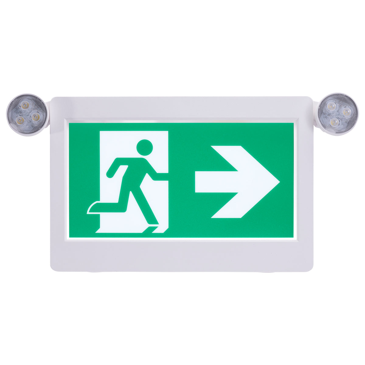 Nuvo 67-512 Running Man Green Combo Exit Sign/Emergency Light, 120/347V, 90min backup