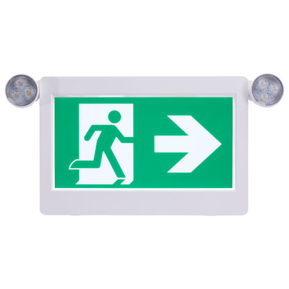 Nuvo 67-512 Running Man Green Combo Exit Sign/Emergency Light, 120/347V, 90min backup