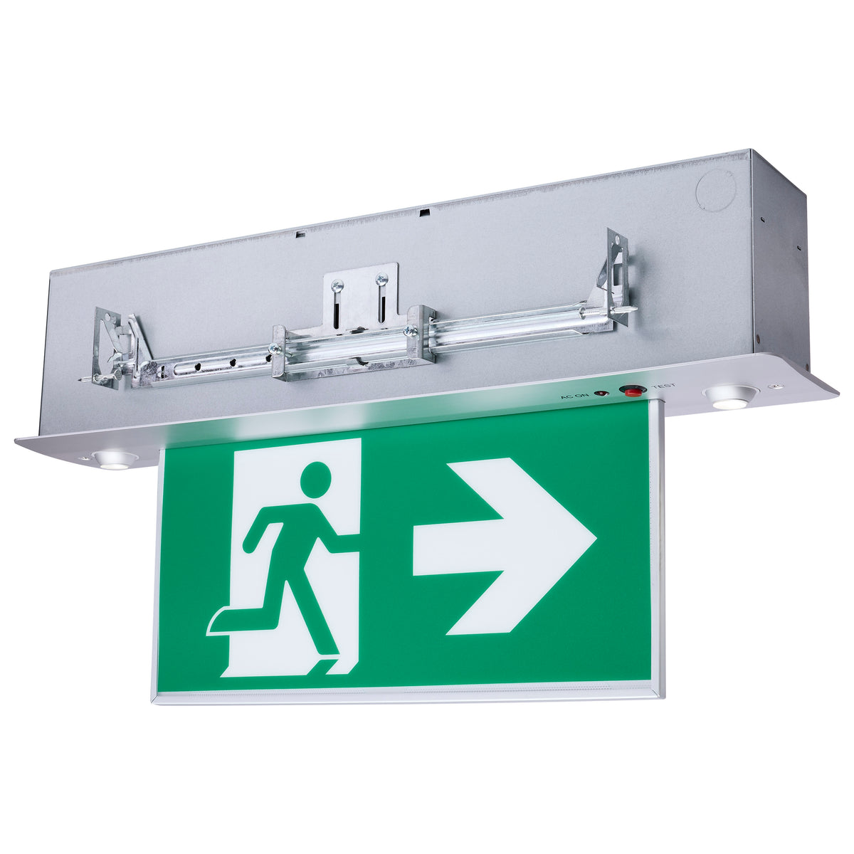 Nuvo 67-550 Running Man Green Combo Edge Lit Exit Sign/Emergency Light, 120-347V, 2HR backup