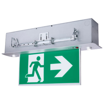 Nuvo 67-550 Running Man Green Combo Edge Lit Exit Sign/Emergency Light, 120-347V, 2HR backup