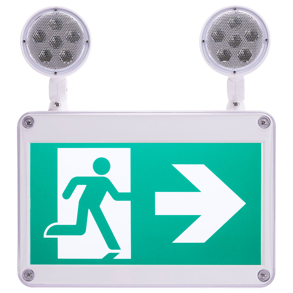 Nuvo 67-570 Running Man Green Combo Exit Sign/Emergency Light, 120/347V, 2HR backup
