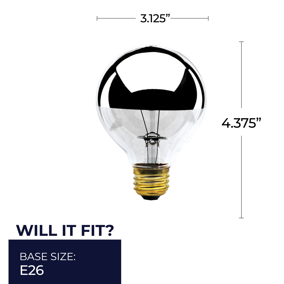 Bulbrite 712331 Bulbrite Incandescent 100 Watt G25 Light Bulbs with a Half Chrome Finish and Medium Screw (E26) Base, 2700K (Warm White Light)