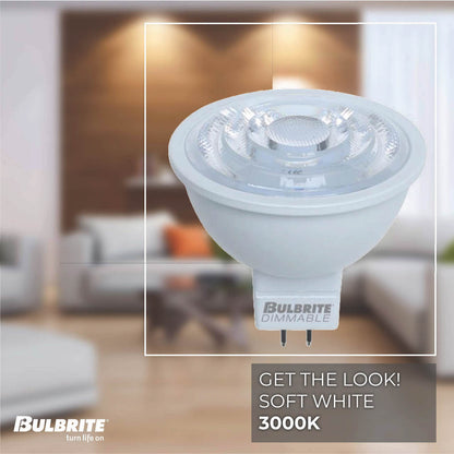 Bulbrite 771086 LED 6 Watt MR16 Light Bulb with a GU5.3 Base - 3000K (Soft White Light) 500 Lumens
