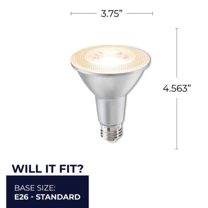 Bulbrite 772286 LED 10 Watt PAR30LN Light Bulb with a Medium Screw E26 Base - 2700K (Warm White Light) 800 Lumens