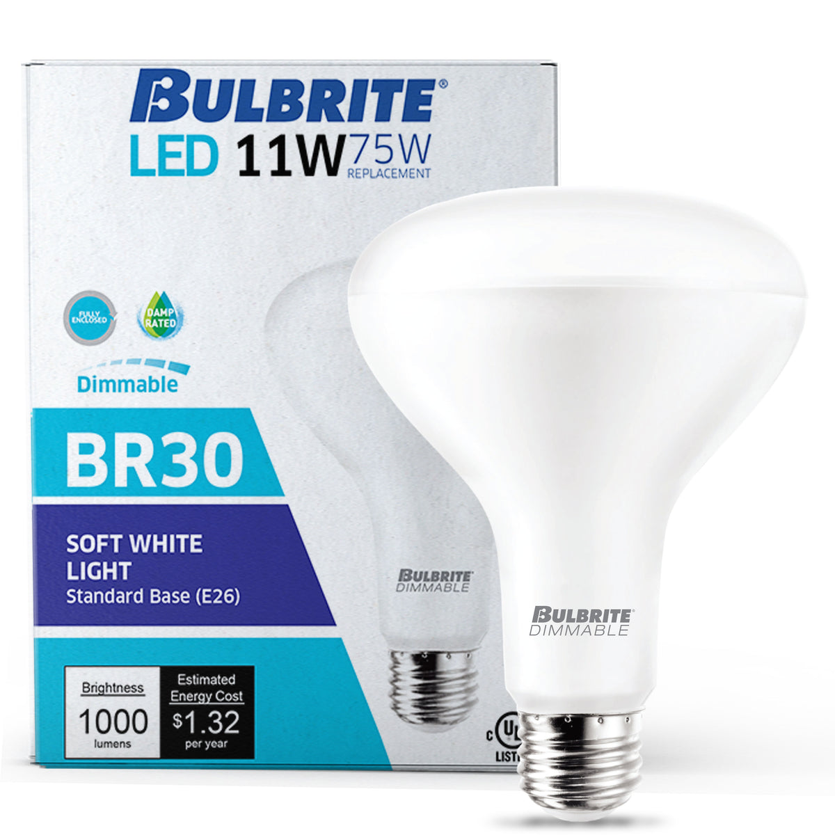 Bulbrite 772860 Bulbrite LED Filament 15 Watt Dimmable BR40 Light Bulb with Frost Glass Finish and Medium (E26) Base - 2700K (Warm White Light), 1400 Lumens