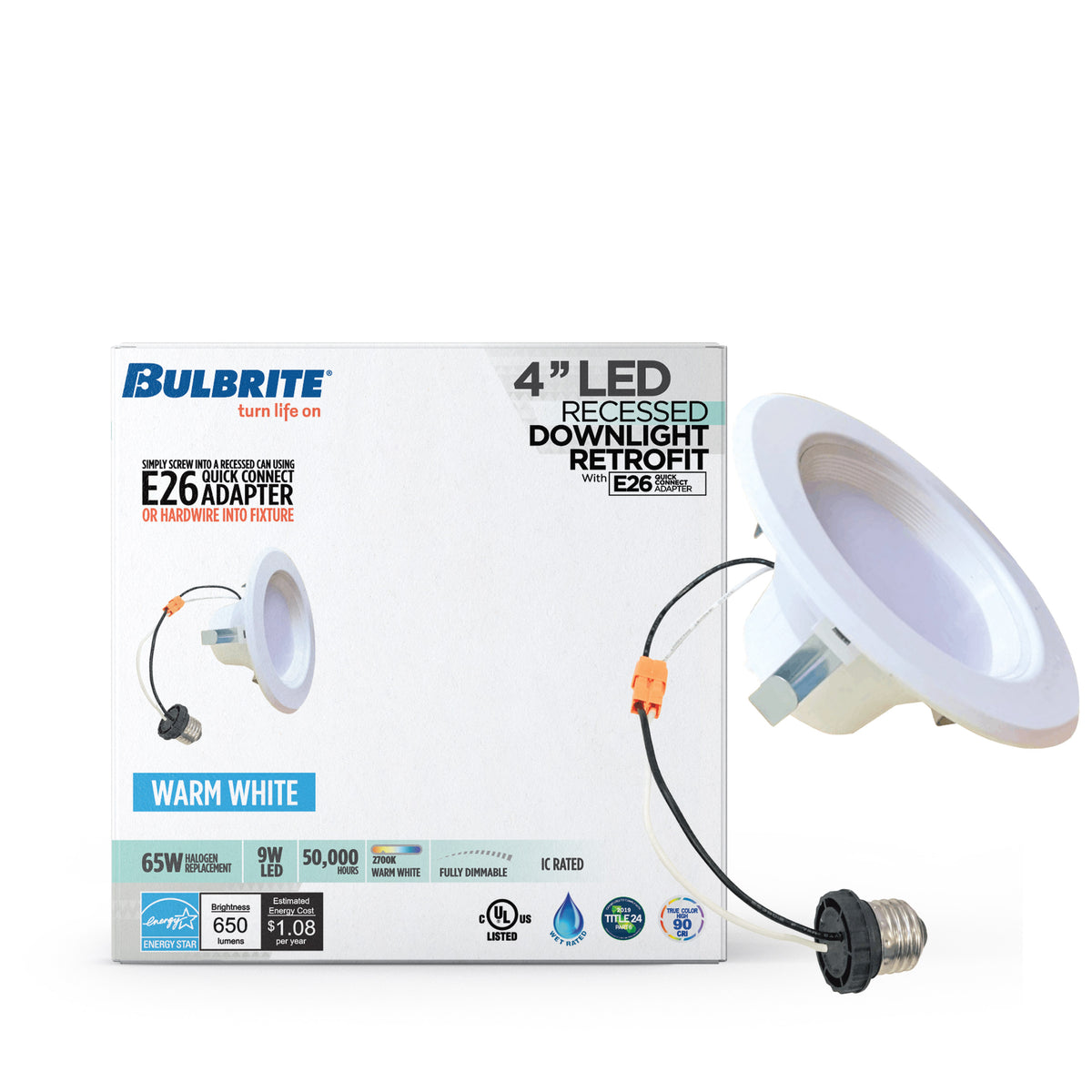 Bulbrite 773115 9W 4" DWNLGT Warm White LED Fixture