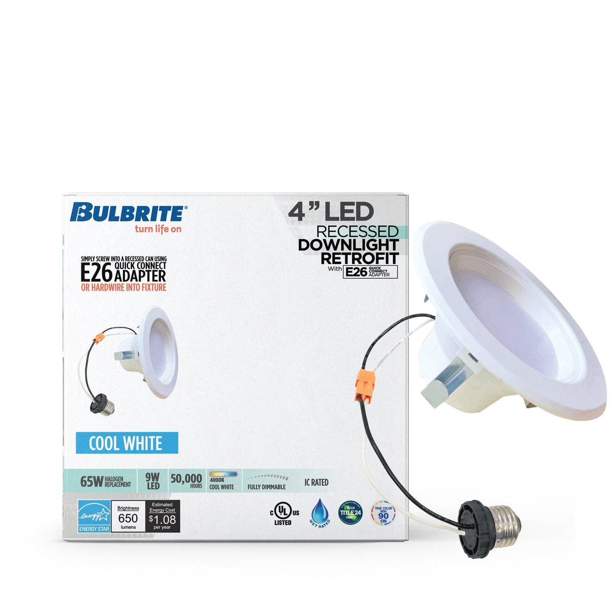 Bulbrite 773117 9W 4" DWNLGT Cool White LED Fixture
