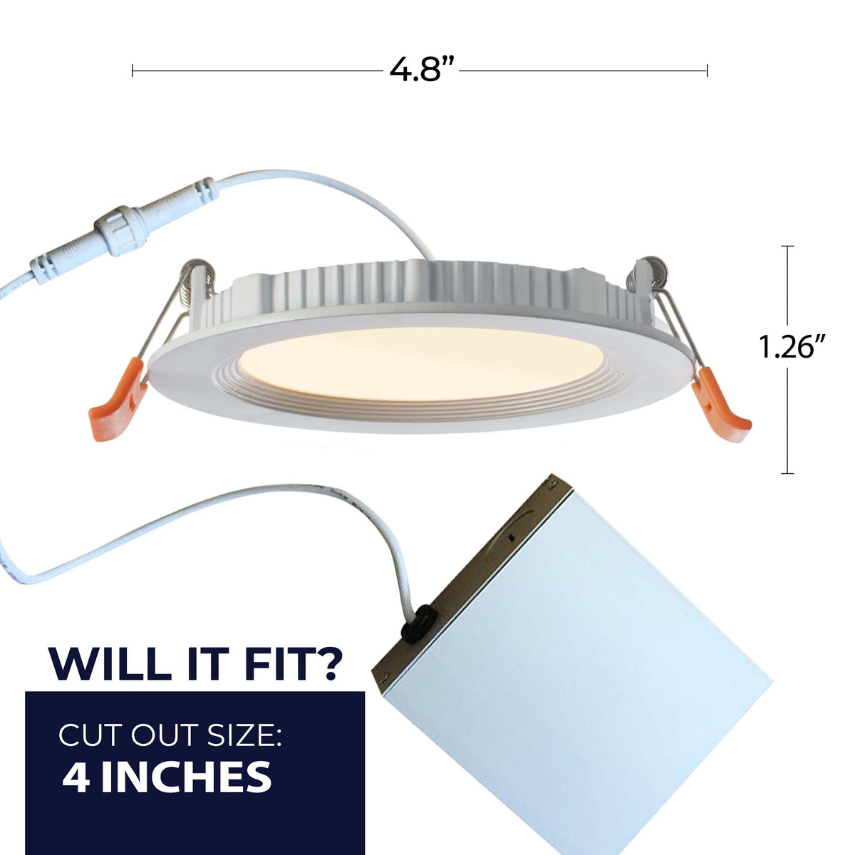 Bulbrite 773242 LED 4" Round Recessed Downlight Fixture with Metal Jbox, 65W Equivalent, 4000K Cool White Light, White Finish