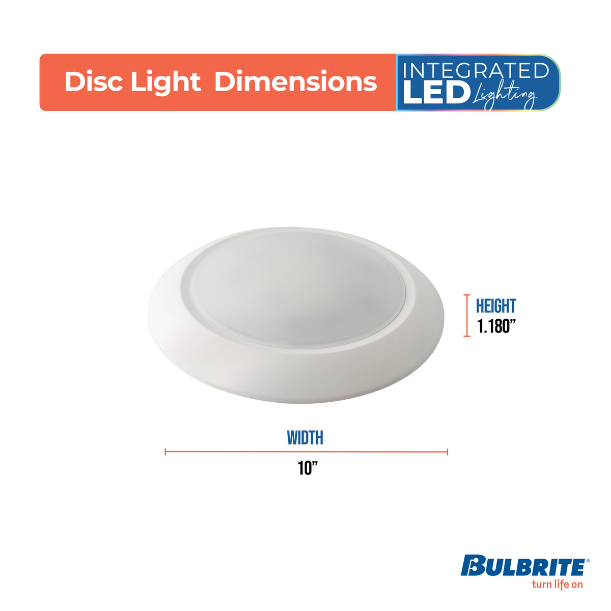 Bulbrite 773276 Bulbrite 25-Watt LED 10" Disc, 5 CCT - 27/30/35/40/50K 2000 Lumens