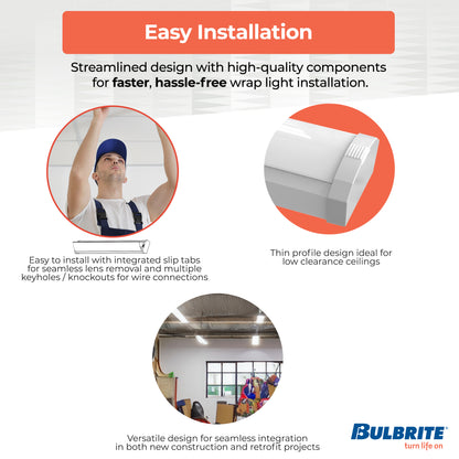 Bulbrite 773501 2 ft. Integrated 5 Color Selectable LED Dimmable Wraparound Light (120-277v), 2300 Lumens, White Finish