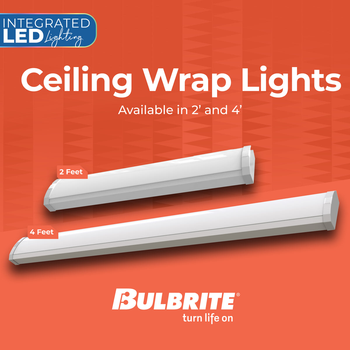 Bulbrite 773501 2 ft. Integrated 5 Color Selectable LED Dimmable Wraparound Light (120-277v), 2300 Lumens, White Finish