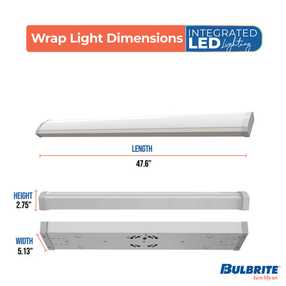 Bulbrite 773507 4 ft. Integrated 5 Color Selectable LED Dimmable Wraparound Light W/ Battery Backup (120-277v), 5300 Lumens, White