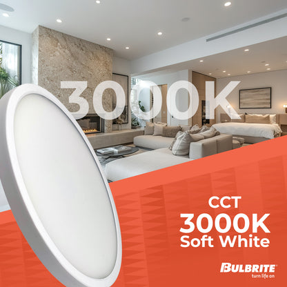 Bulbrite 773604 7" Round 10.3-Watt 3000K LED Flush Mount Light, 1150 Lumens, White Finish