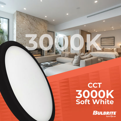 Bulbrite 773605 7" Round 10.3-Watt 3000K LED Flush Mount Light, 1150 Lumens, Black Finish