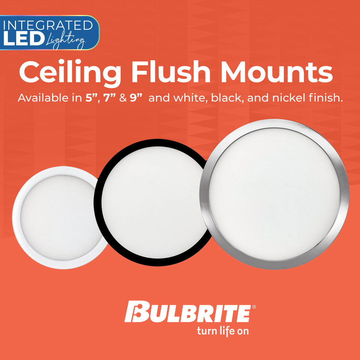 Bulbrite 773605 7" Round 10.3-Watt 3000K LED Flush Mount Light, 1150 Lumens, Black Finish