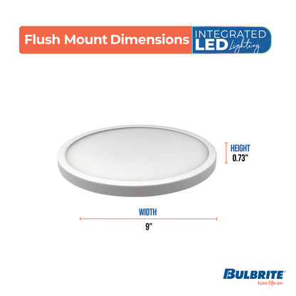Bulbrite 773608 9" Round 17-Watt 3000K LED Flush Mount Light, 1400 Lumens, White Finish