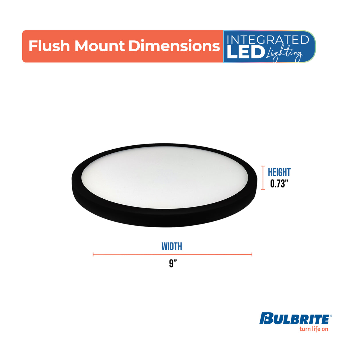 Bulbrite 773609 9" Round 17-Watt 3000K LED Flush Mount Light, 1400 Lumens, Black Finish