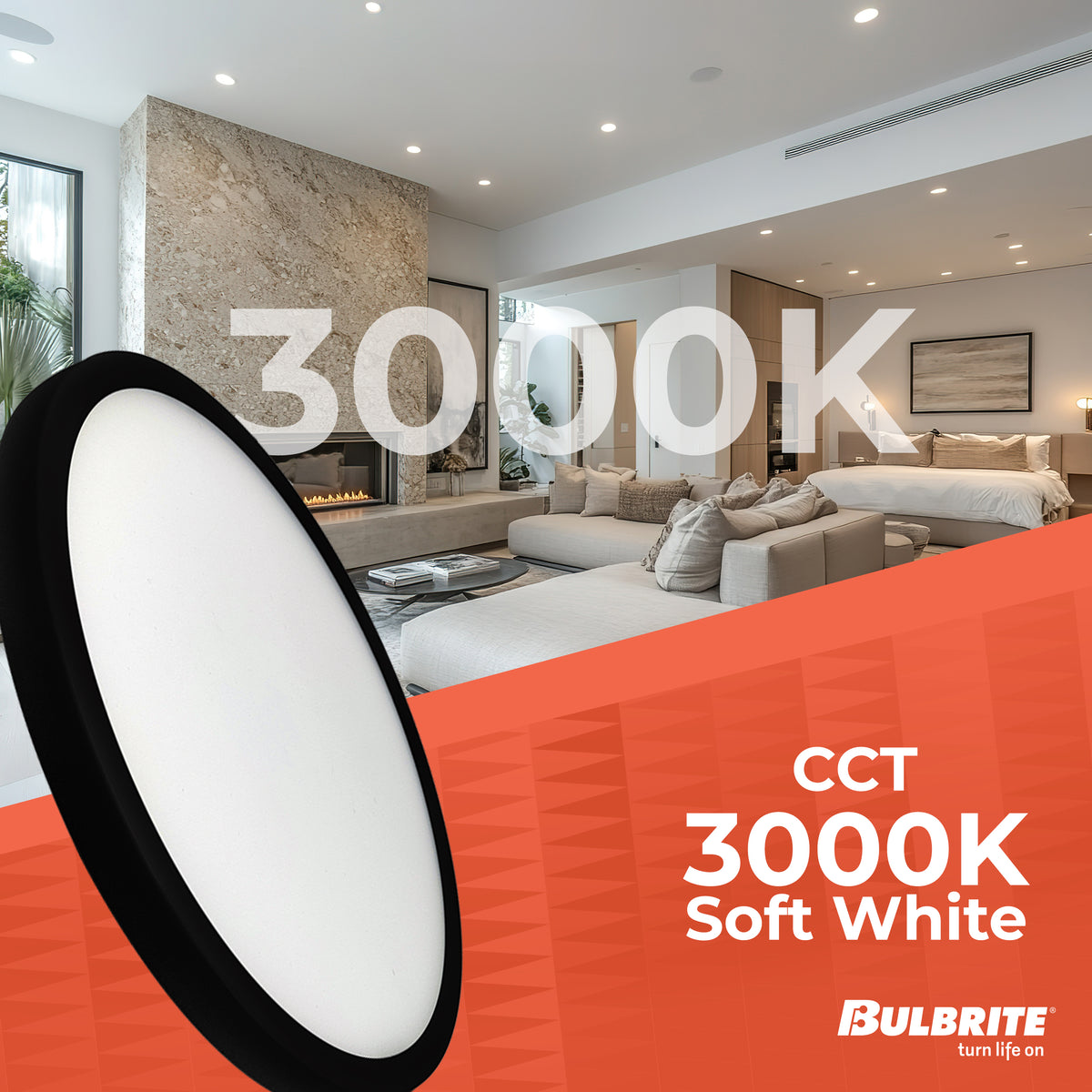 Bulbrite 773609 9" Round 17-Watt 3000K LED Flush Mount Light, 1400 Lumens, Black Finish