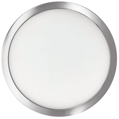 Bulbrite 773610 9" Round 17-Watt 3000K LED Flush Mount Light, 1400 Lumens, Nickel Finish