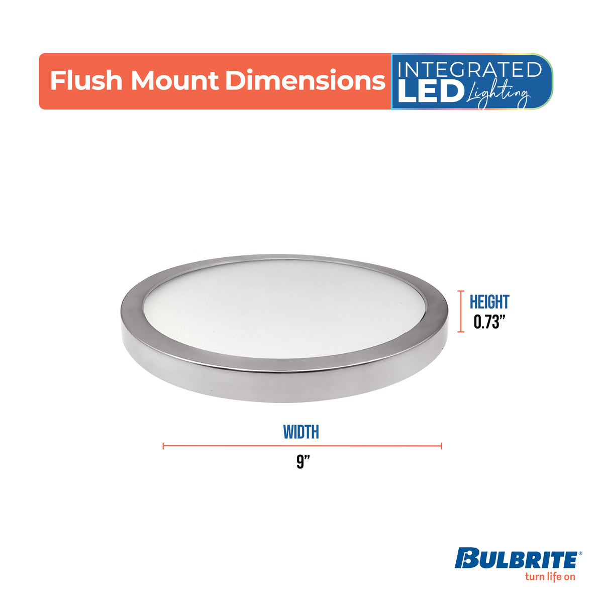 Bulbrite 773610 9" Round 17-Watt 3000K LED Flush Mount Light, 1400 Lumens, Nickel Finish