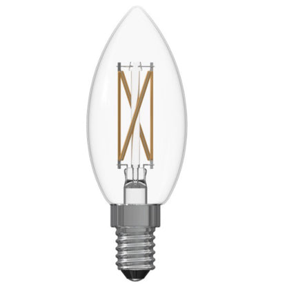 Bulbrite 776238 LED Filament Pack of 25, 5.1 Watt Dimmable B11 Light Bulb with Clear Finish and Candelabra Screw E12 Base - 3000K (Soft White Light) 500 lumens