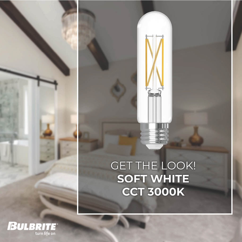 Bulbrite 776207 LED Filament 5.1 Watt Dimmable T9 5" Light Bulb with Clear Finish and Medium Screw 3000K E26 Base - 3000K (Soft White Light) 500 lumens