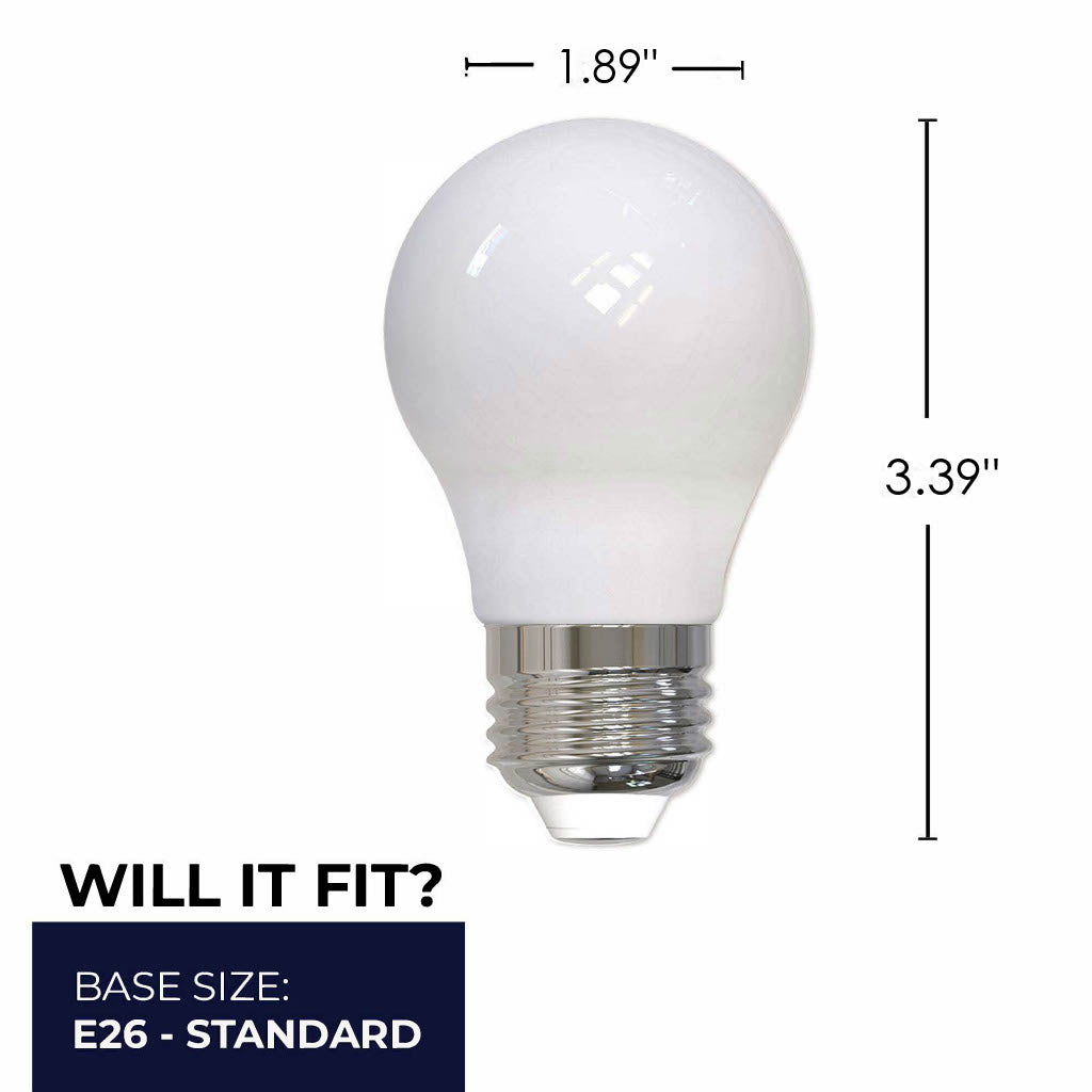Bulbrite 776209 LED Filament 7.6 Watt Dimmable A15 Light Bulb with Milky Finish and Medium Screw 2700K E26 Base - 2700K (Warm White Light) 800 lumens