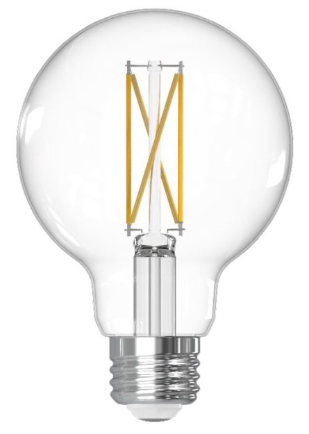 Bulbrite 776219 LED Filament 7.6 Watt Dimmable G25 Light Bulb with Clear Finish and Medium Screw 3000K E26 Base - 3000K (Soft White Light) 800 lumens