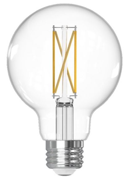 Bulbrite 776221 LED Filament 7.6 Watt Dimmable G25 Light Bulb with Clear Finish and Medium Screw 4000K E26 Base - 4000K (Cool White Light) 800 lumens