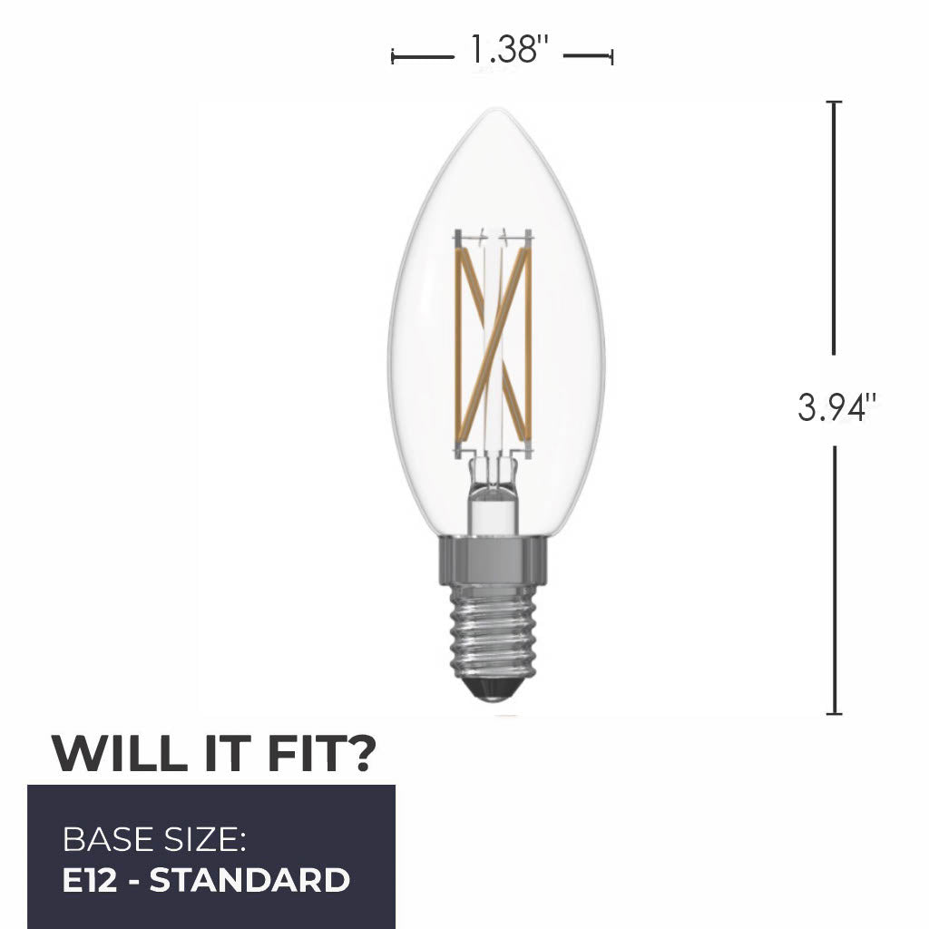 Bulbrite 776231 LED Filament Pack of 6, 4.1 Watt Dimmable B11 Light Bulb with Clear Finish and Candelabra Screw E12 Base - 4000K (Cool White Light) 400 lumens