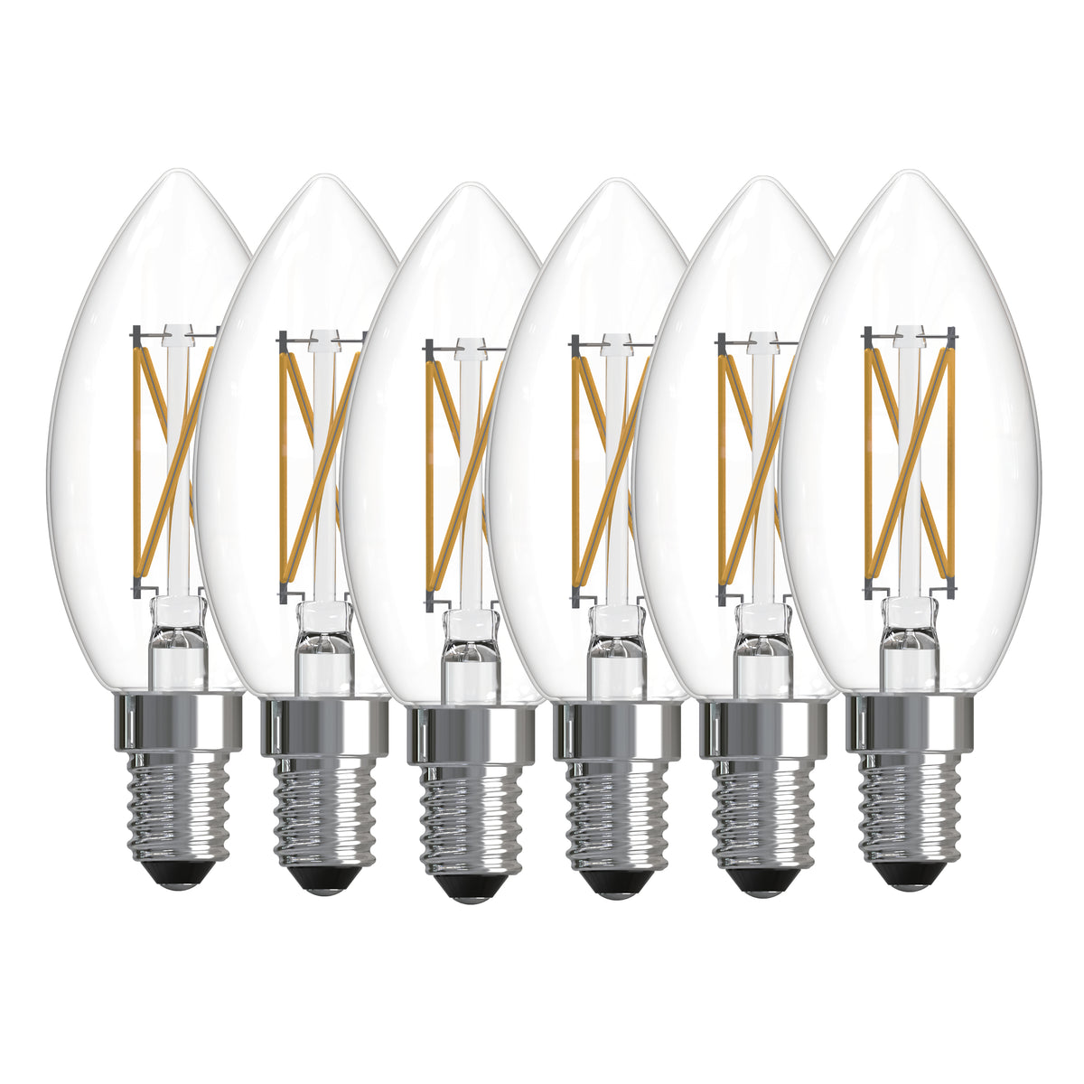 Bulbrite 776231 LED Filament Pack of 6, 4.1 Watt Dimmable B11 Light Bulb with Clear Finish and Candelabra Screw E12 Base - 4000K (Cool White Light) 400 lumens