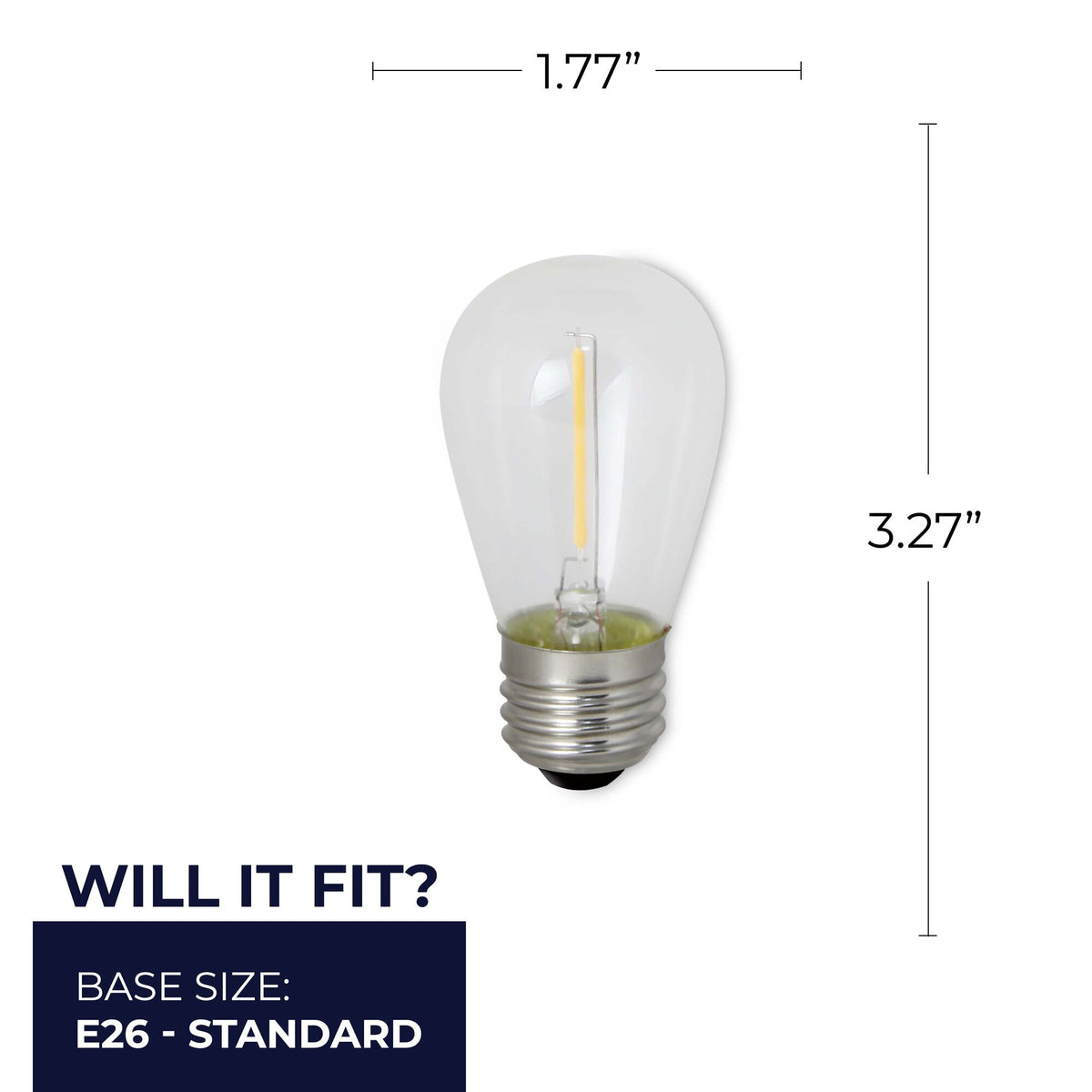 Bulbrite 776684 LED Filament 0.7 Watt S14 Light Bulb with a Clear Finish and a Medium Screw E26 Base - 2400K (Sunset Light) 75 Lumens