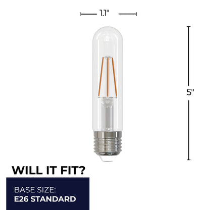 Bulbrite 776854 LED Filament 3 Watt T9 5" Light Bulb with a Clear Finish and a Medium Screw E26 Base - 3000K (Soft White Light) 250 Lumens