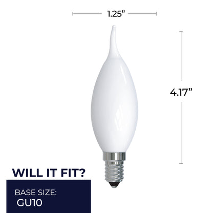 Bulbrite 776861 LED Filament 4.5 Watt CA10 Light Bulb with a Milky Finish and a Candelabra Screw E12 Base - 3000K (Soft White Light) 400 Lumens