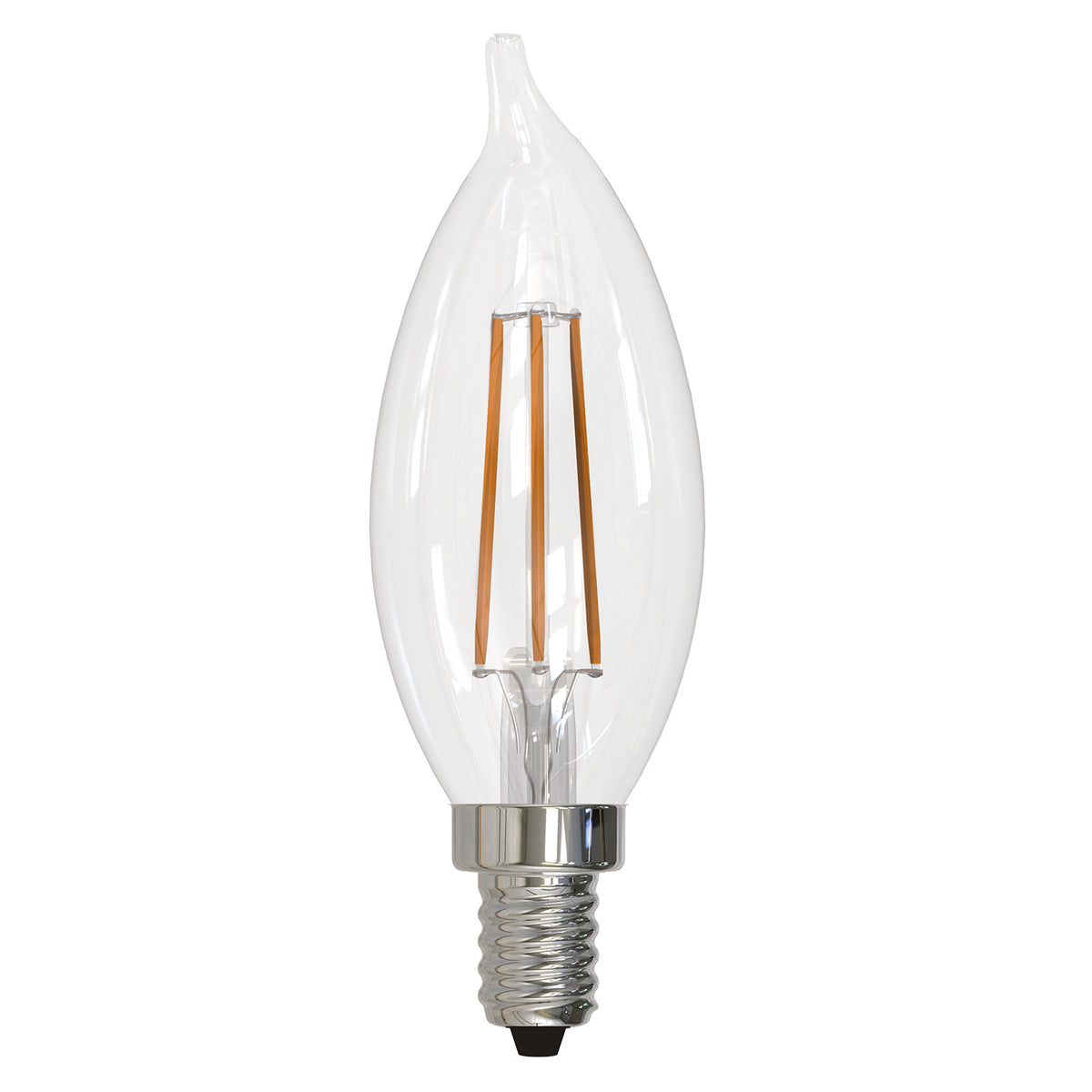 Bulbrite 776864 LED Filament 4.5 Watt CA10 Light Bulb with a Clear Finish and a Candelabra Screw E12 Base - 3000K (Soft White Light) 350 Lumens